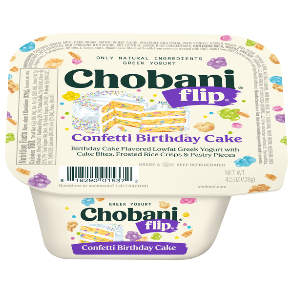 Chobani Flip Limited Batch Low Fat Confetti Birthday Cake Greek Yogurt Cup