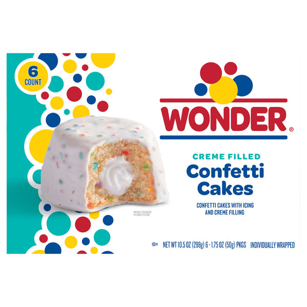 Wonder Creme Filled Confetti Snack Cakes - 6 ct