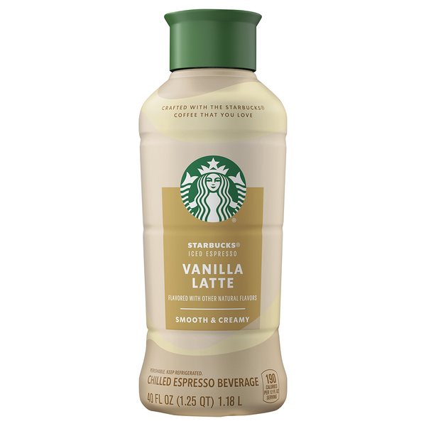 Starbucks Vanilla Latte Iced Espresso Beverage Refrigerated