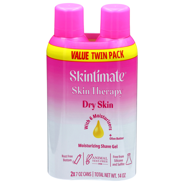 Skintimate Skin Therapy Women's Moisturizing Shave Gel Dry Skin - 2 ct