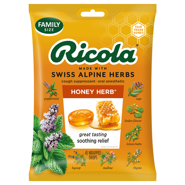 Ricola Honey Herb Cough Suppressant Throat Drops Family Size