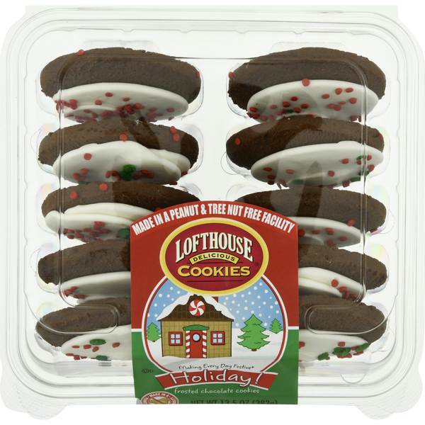 Lofthouse Holiday White Frosted Chocolate Cookies - 10 ct