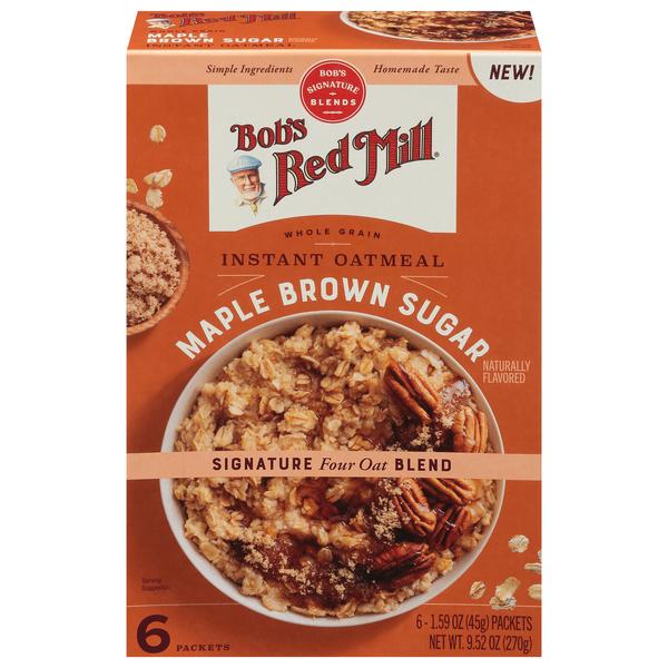 Bob's Red Mill Whole Grain Maple Brown Sugar Instant Oatmeal - 6 ct