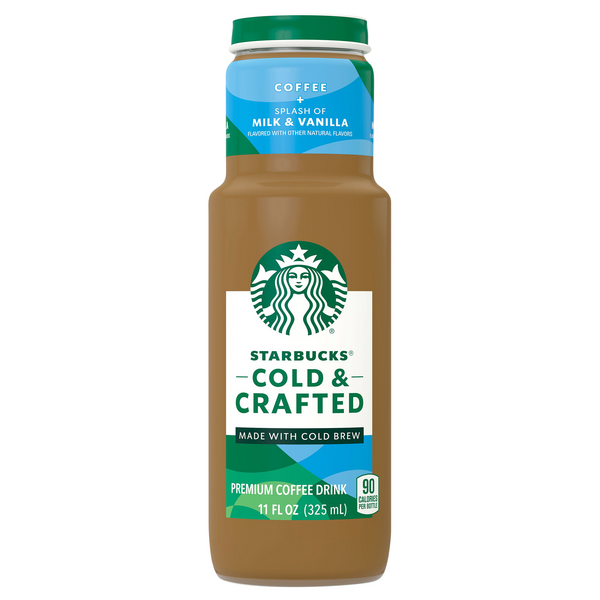 Save on Starbucks Cold & Crafted Coffee Drink Splash of Milk & Vanilla