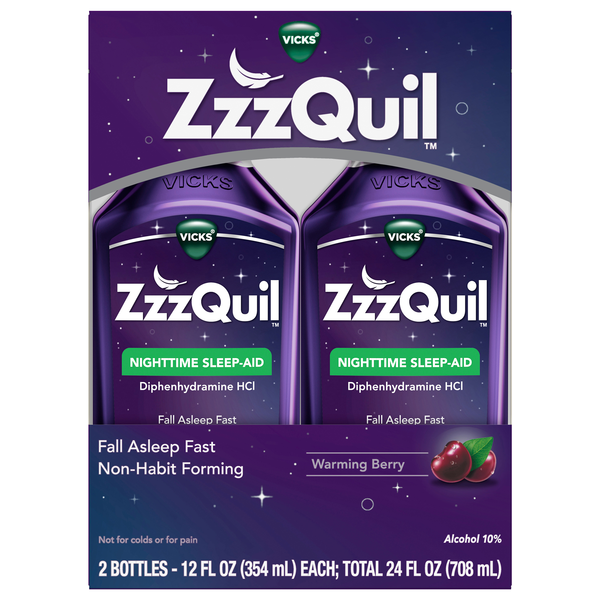Vicks ZzzQuil Warming Berry Nighttime Sleep Aid Liquid - 2 ct
