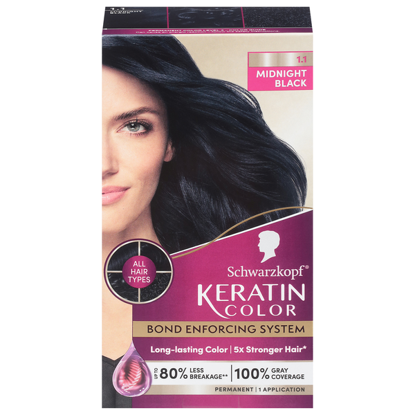 Schwarzkopf Keratin Color Permanent Hair Color Midnight Black 1.1