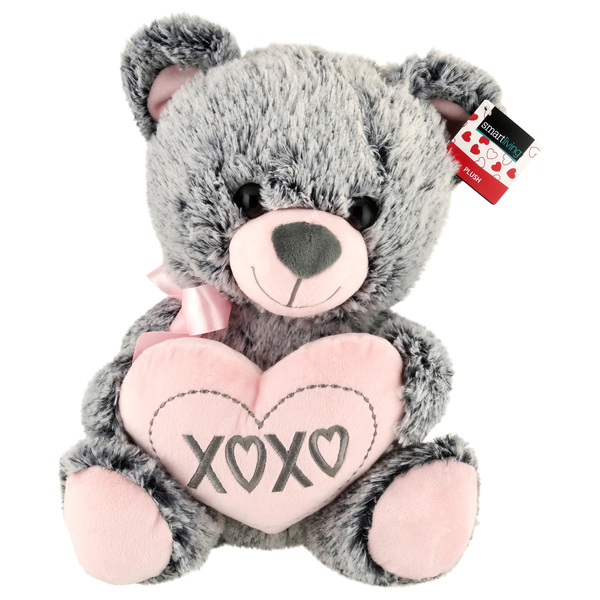 Smart Living Valentine's Day Plush Grey Teddy Bear with Pink XOXO Heart