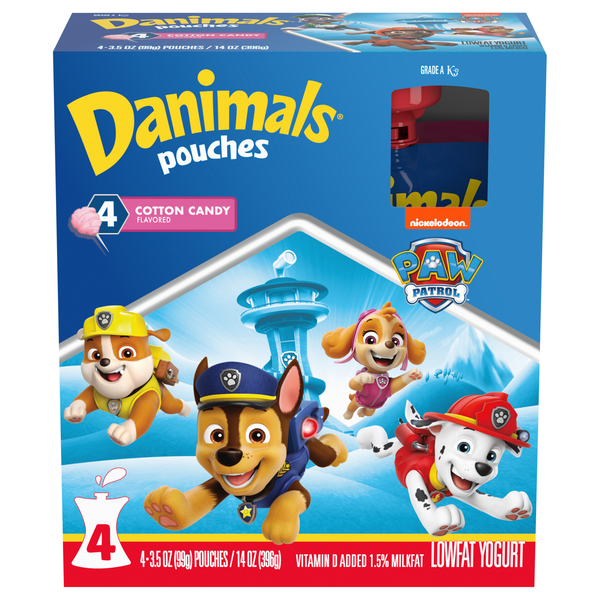 Danimals Low Fat Pawfect Cotton Candy Yogurt Pouches - 4 ct