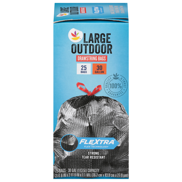 Our Brand Flextra Large Outdoor Drawstring Trash Bags 30 Gallon