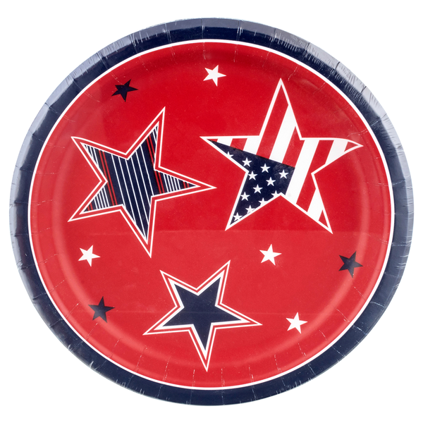 Smart Living Patriotic Lunch Plates Red with Stars 6.87 Inch
