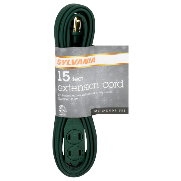 Sylvania Indoor Extension Cord 15 Feet - 3 Outlets