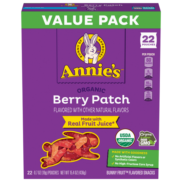 Annie's Organic Berry Patch Bunny Fruit Flavored Snacks - 22 ct