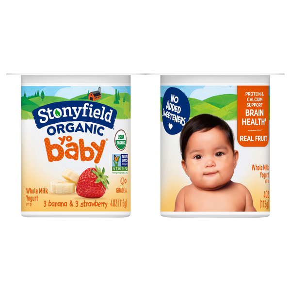Stonyfield Organic YoBaby Whole Milk Banana & Strawberry Yogurt Cups - 6ct