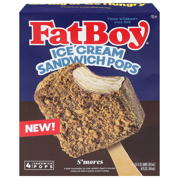 FatBoy Smores Ice Cream Sandwich Pops - 4 ct