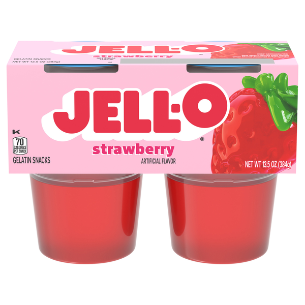Jell-O Strawberry Gelatin Snack Cups - 4 ct