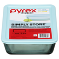 Pyrex Simply Store Square Glass Storage with Lid Light Blue 11 Cups