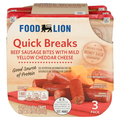 Food Lion Quick Breaks Beef Sausage Bites with Mild Cheddar Cheese - 3 ct