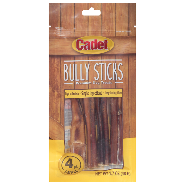 Cadet Bully Sticks Small Premium Dog Treats - 4 ct