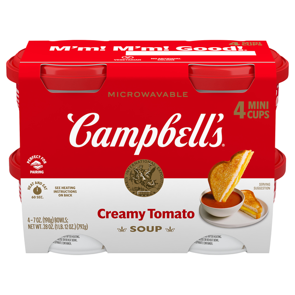 Campbell's Creamy Tomato Soup Microwavable Mini Cups - 4 ct