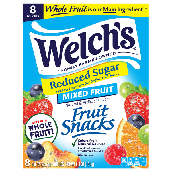 Welch's Fruit Snacks Mixed Fruit Reduced Sugar - 8 ct