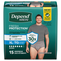 Depend Men's Fresh Protection Incontinence Underwear Maximum XL Gray
