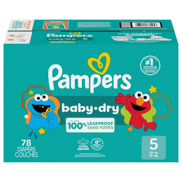 Pampers Baby Dry Size 5 Baby Diapers 27+ lb