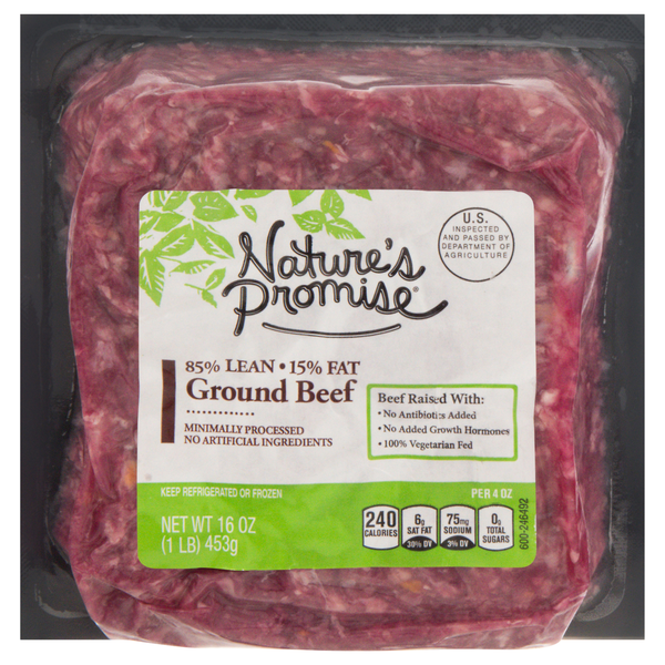 Nature's Promise 85% Lean 15% Fat Ground Beef