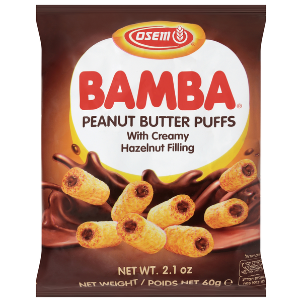 Osem Bamba Peanut Butter Puffs with Creamy Hazelnut Filling