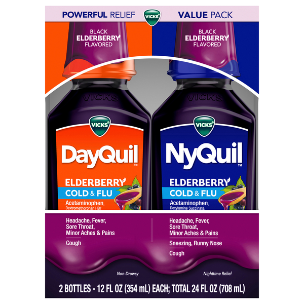 Vicks DayQuil & NyQuil Elderberry Flavor Cold & Flu Relief Liquid