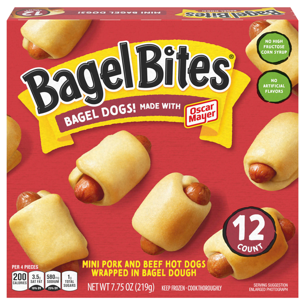 Bagel Bites Bagel Dogs - 12 ct Frozen