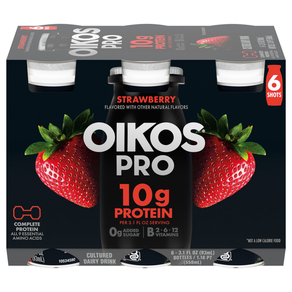 Oikos PRO 10g Protein Strawberry Cultured Dairy Drink - 6 pk