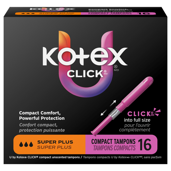 U by Kotex Click Unscented Super Plus Compact Tampons