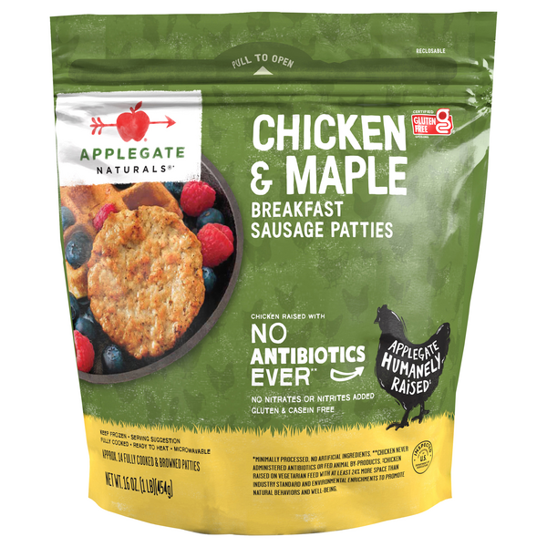 Applegate Naturals Maple & Chicken Breakfast Sausage Patties Frozen