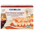 Food Lion Five Cheese Lasagna Family Size Frozen Meal