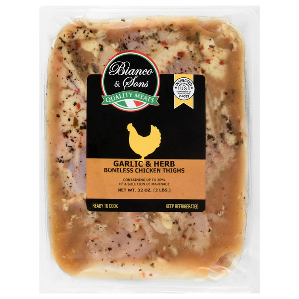 Bianco & Sons Garlic & Herb Boneless Chicken Thighs Fresh