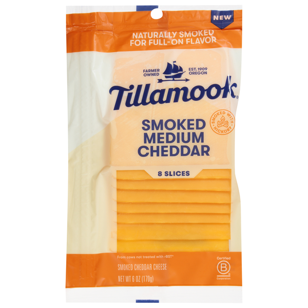 Tillamook Smoked Medium Cheddar Cheese Slices - 8 ct