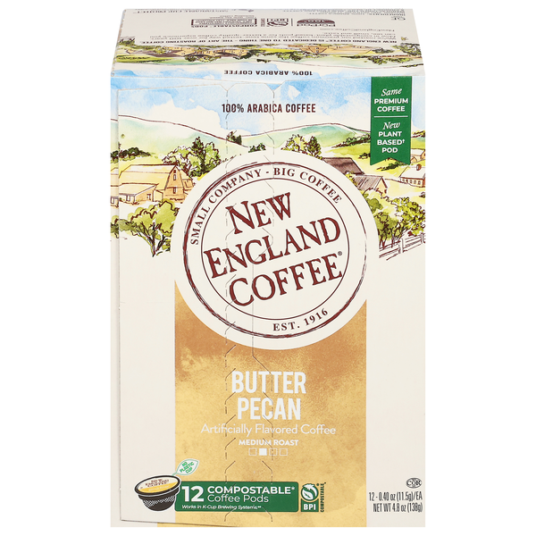 New England Coffee Butter Pecan Flavored Medium Roast Coffee K-Cup Pods