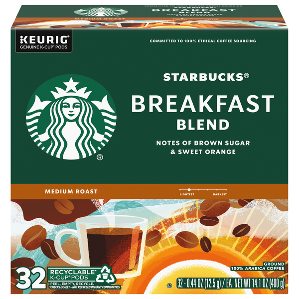 Starbucks Breakfast Blend Medium Roast K-Cup Coffee Pods