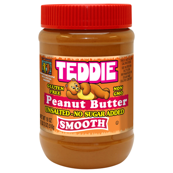Teddie No Sugar Added Unsalted Smooth Peanut Butter