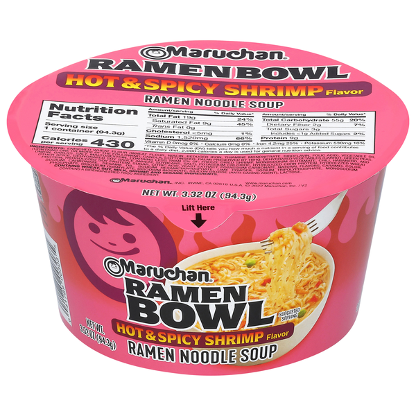 Maruchan Hot & Spicy Shrimp Flavor Ramen Noodle Soup Bowl