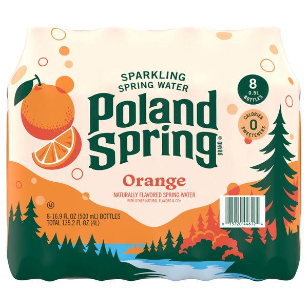 Poland Spring Orange Sparkling Water - 8 pk