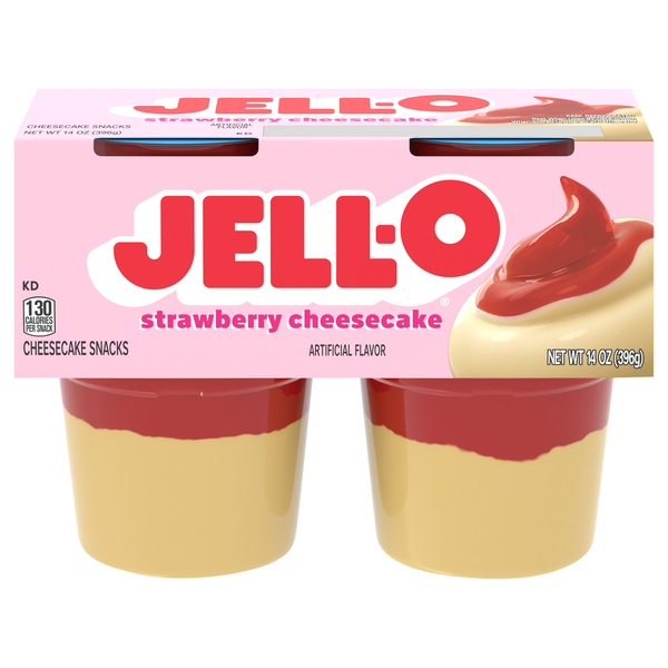 Jell-O Original Strawberry Cheesecake Snack Cups - 4 ct