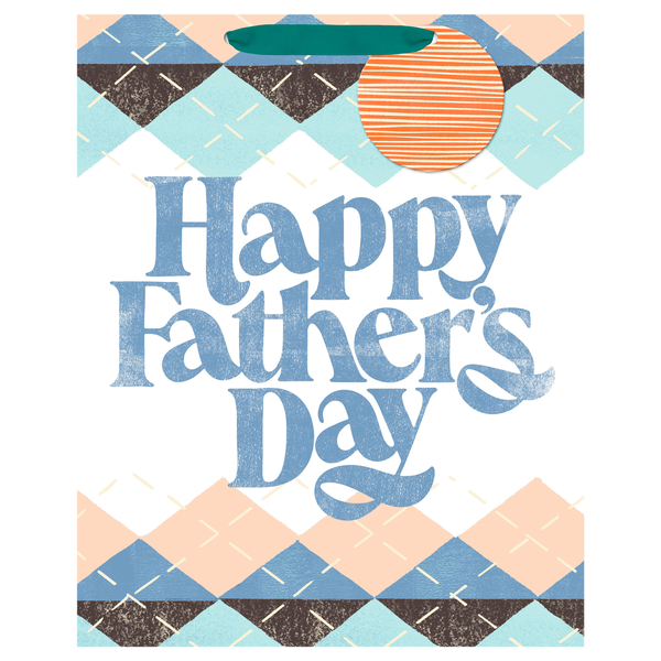 Hallmark Large Gift Bag Happy Father's Day Argyle 13 Inch