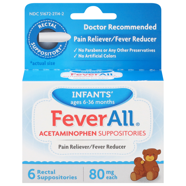 FeverAll Infants' Pain Fever Acetaminophen Rectal Suppositories