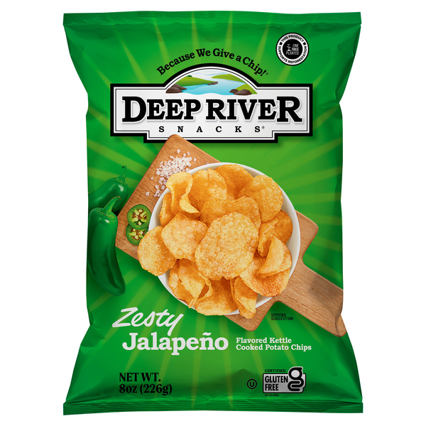 Deep River Snacks Gluten Free Zesty Jalapeno Kettle Cooked Potato Chips