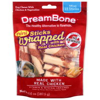 DreamBone Wrap Sticks Vegetable/Chicken Rawhide Free Mini Dog Chews 15 ct