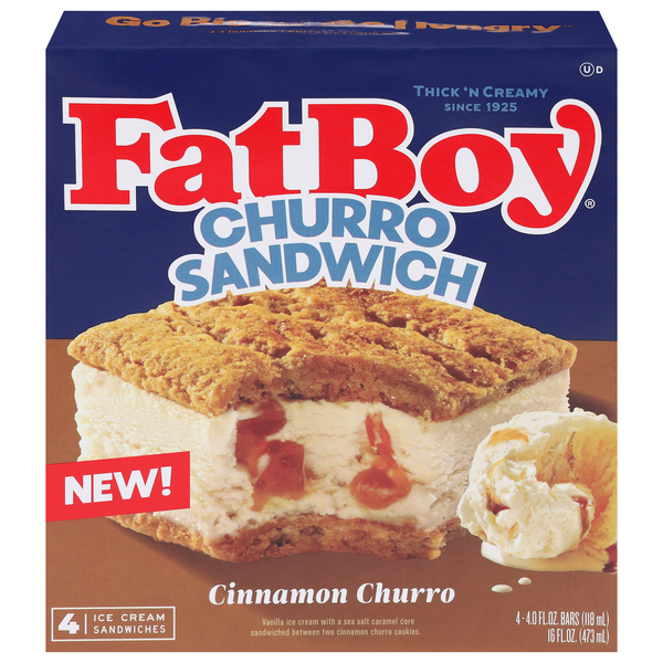 FatBoy Cinnamon Churro Ice Cream Sandwiches - 4 ct