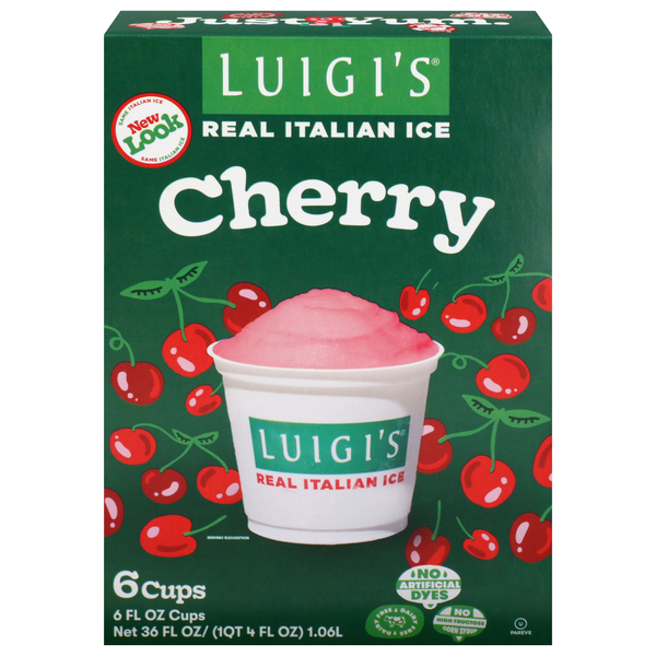 Luigi's Cherry Real Italian Ice - 6 ct