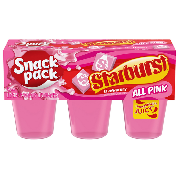 Snack Pack Starburst All Pink Strawberry Juicy Gels Cups - 6 ct