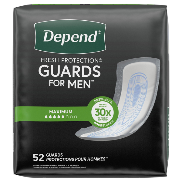 Depend Men's Guards Incontinence Pads Maximum